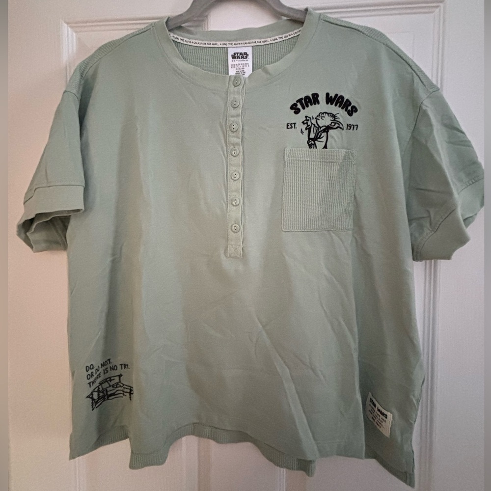 Disney Parks Exclusive Star Wars Yoda Half Button Up Shirt - Thermal